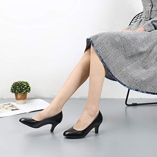 Women's Classic Round Toe Pump Kitten Low Heel Shoes2