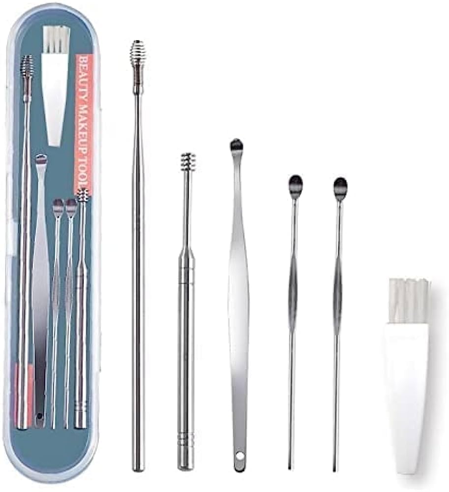 B-LADY 6 Pcs Ear Pick with a Storage Box Earwax Removal Kit | Ear Cleansing Tool Set | Stainless Steel Ear Curette Ear Wax Remover Tool
