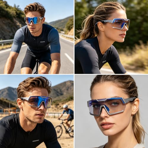 Image of Photochromic Z87 Safety Sports Sunglasses for Men Women, ANSI Z87 TR90 Frame UV400 Protection for Running Cycling