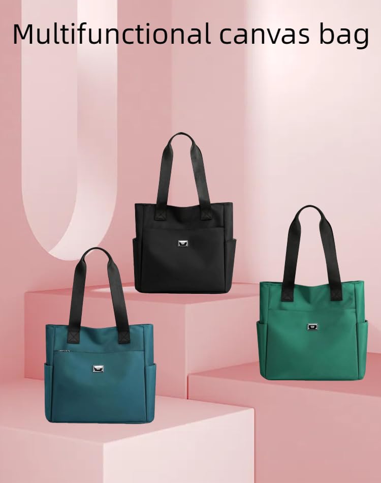 Large Capacity Water Repellent Multi Pocket Nylon Shoulder Bag With Zipper,For Work Travel Storage Handbag2