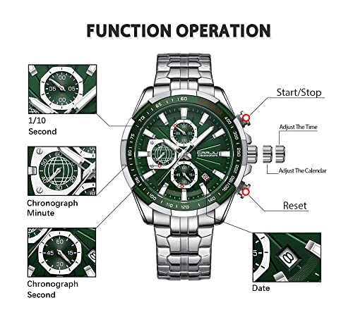 Image of CRRJU Men's Fashion Luxury Stainless Steel Watches for Men Business Auto Date Chronograph Analog Quartz Wristwatches