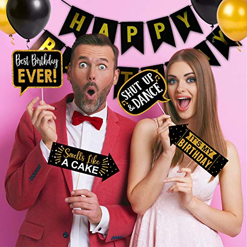 Image of Zyozique Happy Birthday Photo Props Set of 24 Pieces /Birthday Party Props for Kids /Happy Birthday Party Supplies /Birthday Decoration /Birthday Photo Booth