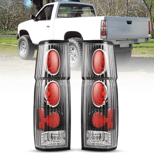ROXX Tail Light Assembly Compatible with 1986-1994 Nissan Hardbody D21 SE/1986-1989 1994 Hardbody D21 XE, 1995-1997 Nissan Pickup SE XE Driver and Passenger Side (Black Housing, Clear Lens)