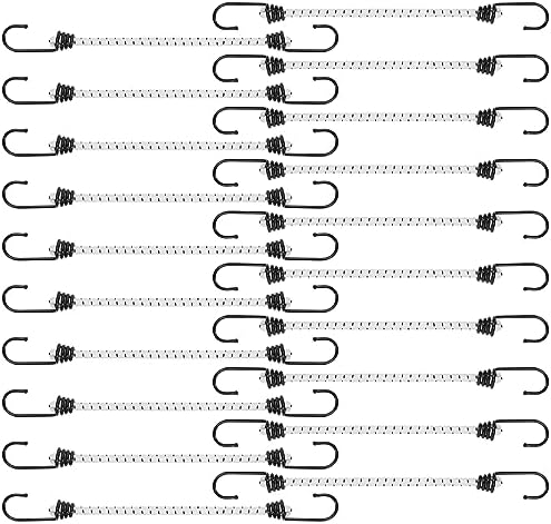 Small Bungee Cords With Hooks, 12 Pack Adjustable Rubber Elastic Tie Downs For Outdoor Use