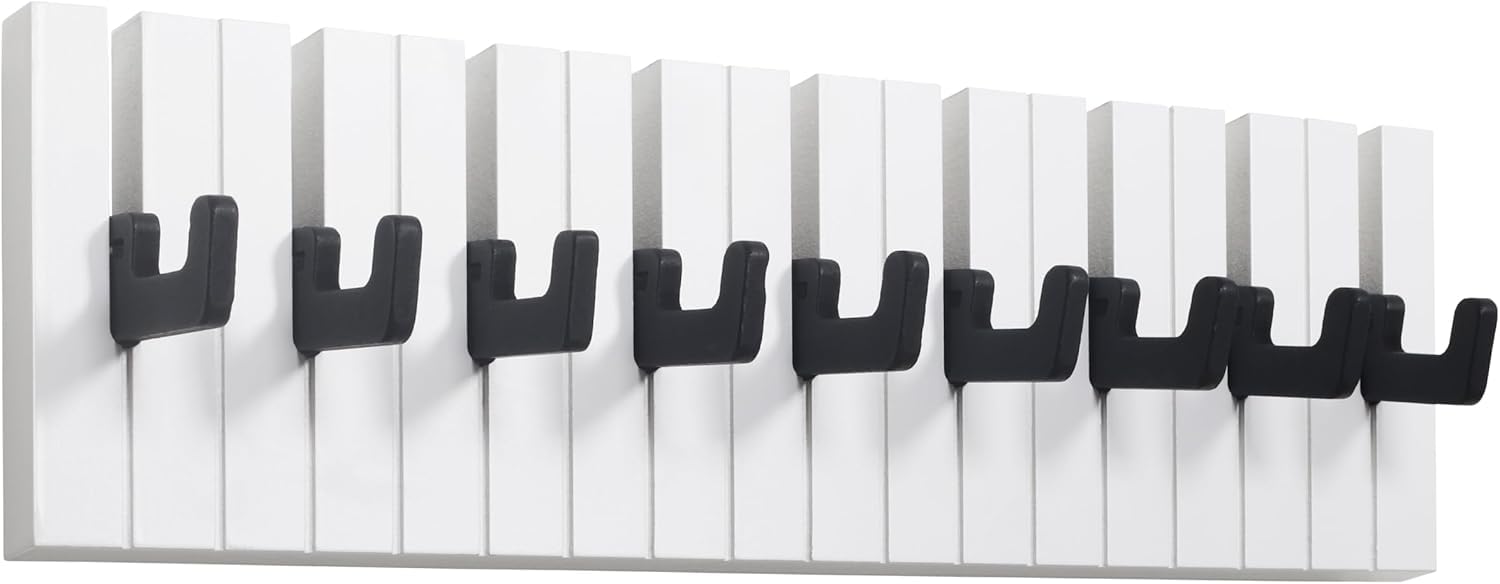 RICOO Perchero de Pared Gancho de Ropa para Niños WM1886-L Diseño Elegante Blanco y Negro Perfecto para Cualquier Habitación 49x15x2cm
