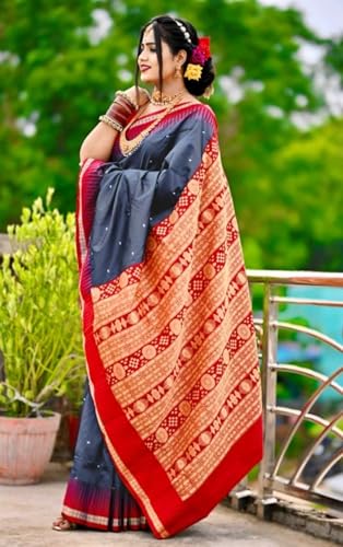 Image of NEW COLLECTION Women's Odisha Handloom Sambalpuri Pata Saree Temple Border Pasapalli Bomkai Buti Boyanika Design Saree Banarasi Soft Papa Silk Simple Ethnic Orissa Sari with Blouse Piece