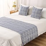 Caminos de cama de hotel, bufandas, colchas modernas, protección contra la decoloración, para pies de tela a cuadros, color sólido, decoración de ropa de cama, tamaño Queen, doble, individual y King.