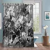 Duschvorhang mit 12 Haken, abstrakt, modern, Polypropylen-Pigmente, Vintage-Stil, wasserdichter Stoff, Duschvorhang-Sets für Badezimmer, Baddekoration, maschinenwaschbar, 152,4 x 182,9 cm, Schwarz