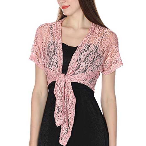 GIBZ Women's Lace Cardigans Thin Shawl Short Sleeve Floral Wraps for Wedding Evening Dresses4