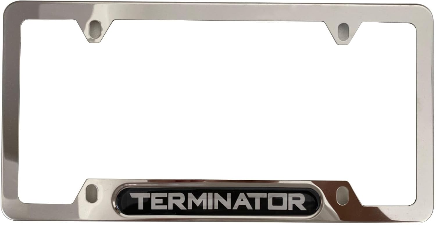 Silver Terminator License Plate Frame Cover Holder for Mustang F150 Cobra SVT Truck Car Accessories Stainless Steel 1PC