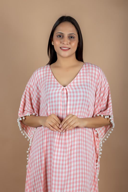 Image of NIHSAMAH Cotton Kaftan Nighty for Women, Printed Premium Stylish Loungewear, Comfortable Nightwear, Sleepwear for Ultimate Relaxation