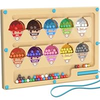 Montessori Spielzeug ab 3 Jahre,Magnetspiel Labyrinth Spielzeug Busy Board,Holzspielzeug Zahlen und Farben Lernspielzeug Motorikspielzeug ab 3 4 5 6 Jahre,Weihnachts Geschenk für Kinder Jungen Mädchen