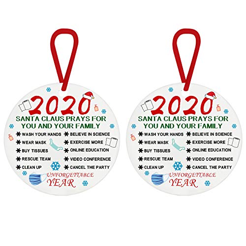 YOUMETA 2020 Adornos navideños inastillables Adornos navideños Blancos Regalos 2020 | Regalos de decoración del árbol de Navidad: para Familiares, Amigos, Miembros de la Iglesia