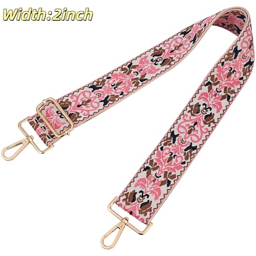Image of Flower Purse Strap Replacement Embroidery Crossbody Shoulder Strap for Handbag Canvas Purse Extender Accessories