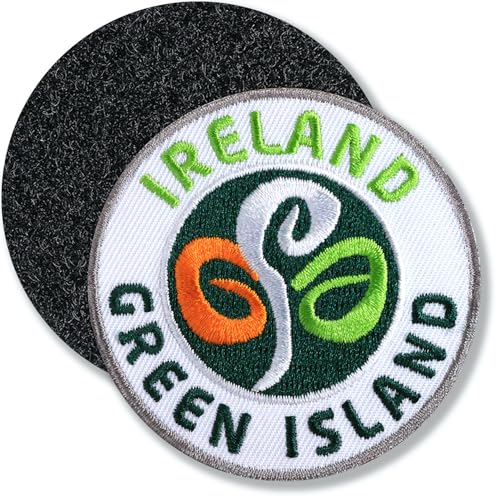 Irland Ireland/Klett-Patch gestickt rund/Klett Patch Patches Aufnäher Applikation zum aufnähen aufkleben auf Kleidung Rucksack Taschen