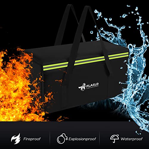 FLASLD Feuerfeste Dokumentenbox 60x30x30cm, Aufbewahrungsbox 4-Schicht großer Raum, Wasserfeste Sichere Tasche, Zusammenklappbare & Tragbare Aufbewahrungsbox Staubdichter Dateiorganisator für Heimbüro