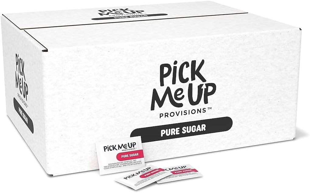 Pick Me Up Provisions White Granulated Sugar 2000 Count Pure Cane Sugar Individual Packets Coffee & Beverage Sweetener Breakroom Office