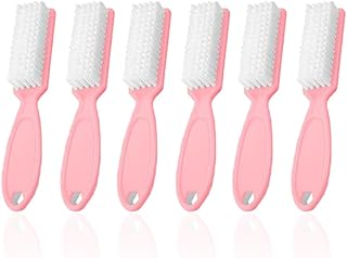 SQULIGT 6Pcs Nail Brush for Cleaning Fingernails, Handle Grip Cleaning Brush for Nail and Toenail, Nail Dust Brush Manicure Pedicure Tools Scrubbing Brush Women Men Home Salon(Pink)