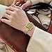 soinfo Fashionable Square Dial Quartz Watch for Women - Gold-Tone Stainless Steel Bracelet, 30m Water Resistance