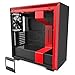 NZXT H710 – obudowa ATX-Mid -Tower do komputerów gamingowych – przedni port I/O USB typu C – okno boczne ze szkła hartowanego ze złączem szybkomocującym – do chłodzenia wodą – czarny/czerwony