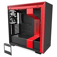 NZXT H710 - ATX-Mid-Tower-Gehäuse für Gaming-PCs - Front I/O USB Type-C Port - Tempered Glass-Seitenfenster mit Schnellspanner - Für Wasserkühlung nutzbar - Schwarz/Rot