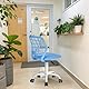 FurnitureR Empfangsstühle für Büro, kleine Empfangsstühle, höhenverstellbar, Räder 360° wählbar, ergonomische Rückenlehne, Sitz aus atmungsaktivem Stoff, blau