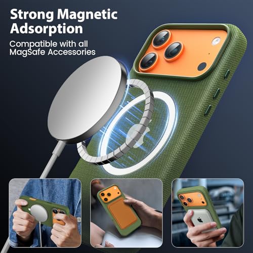 Image of Mkeke for iPhone 17 Pro Case Techwoven Green Military-Grade Drop Protection Shockproof Protective Phone for Apple 6.3 inch 2025