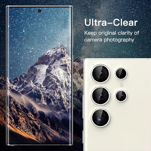 Image of Skinomi Camera Lens Protector Compatible with Samsung Galaxy S23 ultra 5G [Anti-Scratch] Premium Tempered Glass Film Aluminum Alloy Lens Ring Cover, Gold Titanium