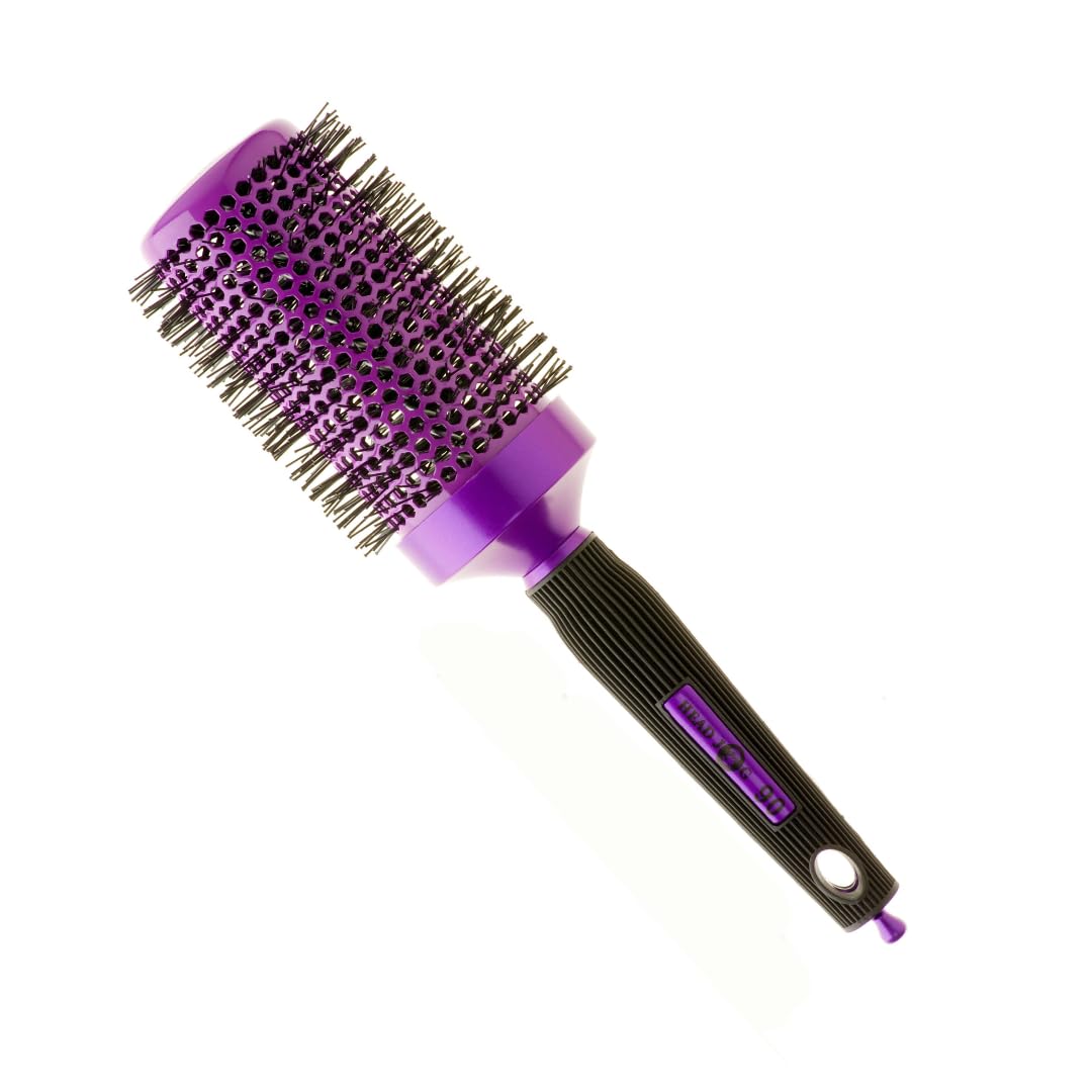 Head Jog 90 Purple Radial Brush. Ceramic Coating Barrel with Ionic Bristle & Rubber Handle. Lightweight & Durable Hair Brush for Hairdressing. Reduce Frizz for Healthy Looking Hair. (50mm)