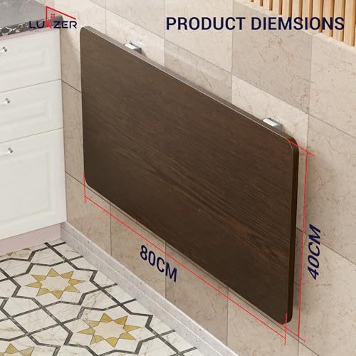 Image of Lukzer Engineered Wood Wall Mounted Folding Table for Kitchen, Computer, Workstations Multi-Function Computer Desk Workbench (MT-002 / Wenge / 80 x 40 cm) DIY (Do It Yourself)