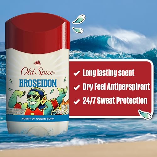 Image of Old Spice Dry Feel Antiperspirant Deodorant for Men, Summerdudes, 24 /7 Sweat & Odor Protection, 24 /7 Sunny Freshness & Long Lasting Scent, Invisible Solid, Broseidon with Ocean Surf Scent, 2.6 oz