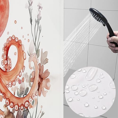 Rideau de douche 180x200 cm en polyester imperméable lavable avec 12 crochets - 4