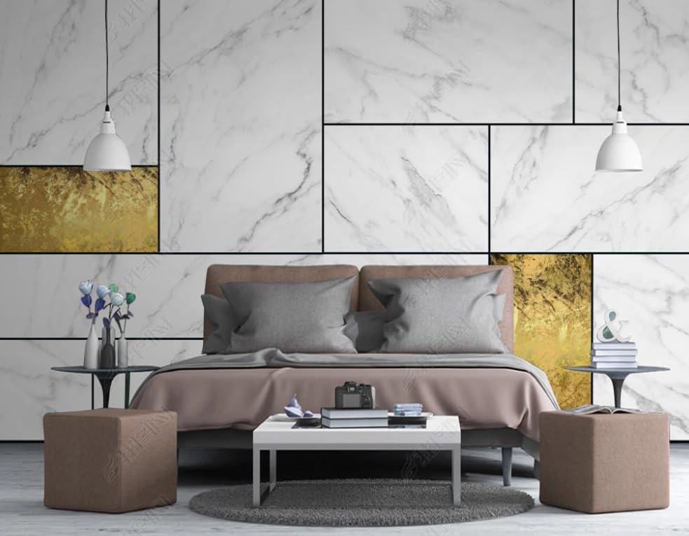 Papier peint intissé géométrique marbré pour cacher mur abîmé
