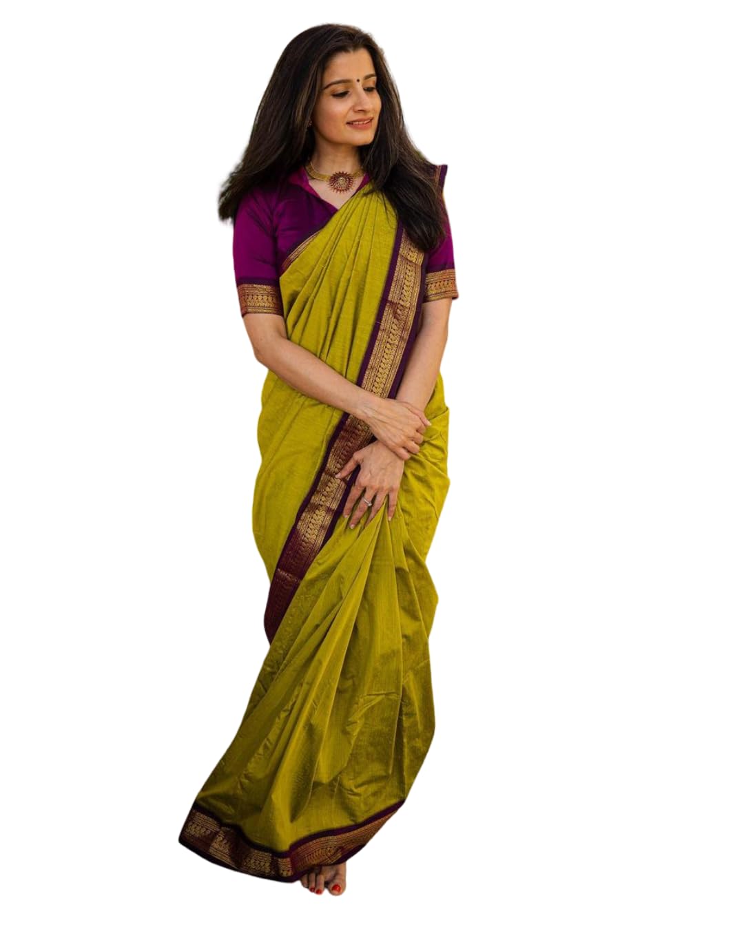 Womens Beautiful Gadwal Cotton Silk Saree With Blouse Piece, Light Green-image-47