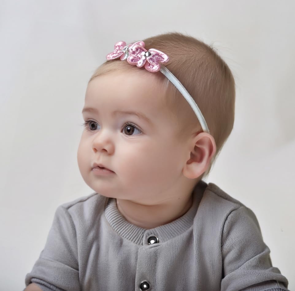 Hand Made Baby Hair Clips, Differnt Style with Adjustable Band or Small Lightweight Pin, Good for All Age, for Wedding, Birthday Photos (Pink, heart hairpin 5 pics)