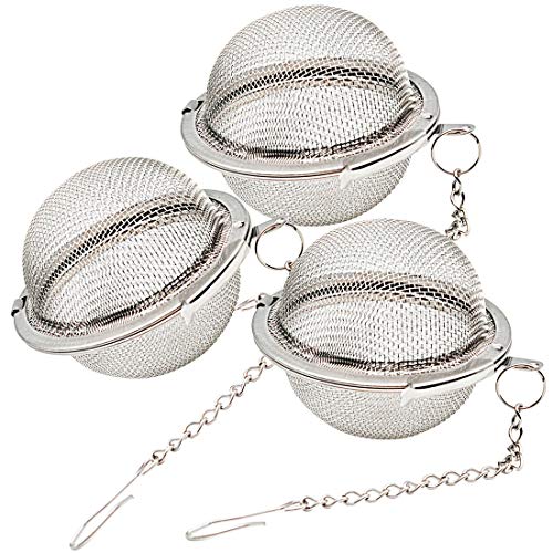 Lyxa SR 3 Pack Stainless Steel Mesh Tea Ball 21 Inch Tea Infuser Strainers Tea Strainer Filters Tea Interval Diffuser for Tea