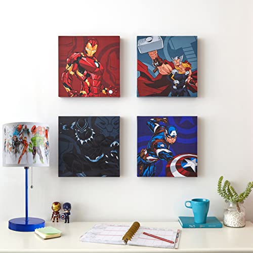 Idea Nuova Marvel Avengers Lot de 4 toiles murales pour enfant 27,9 x 27,9 cm