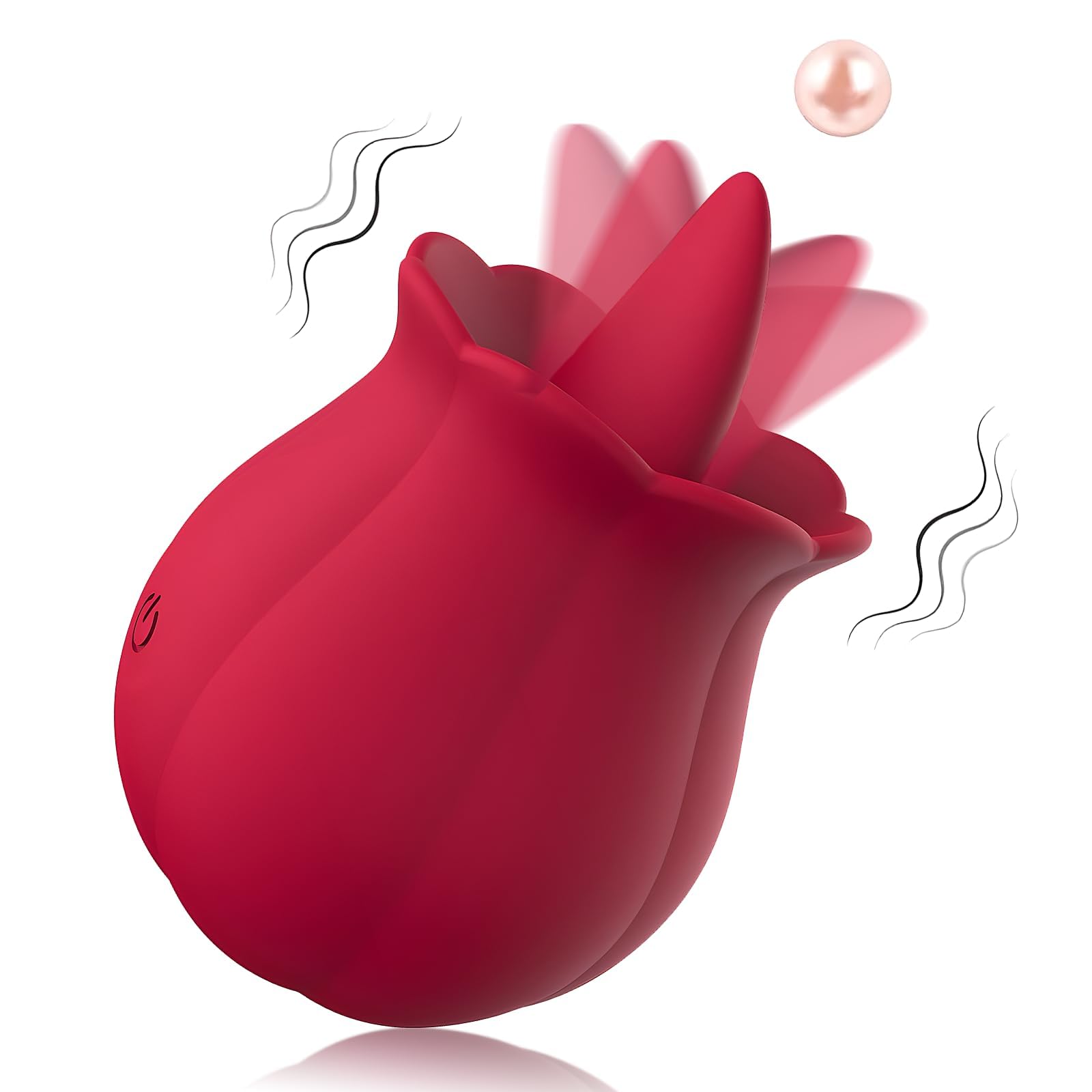 Vibrador de lengua y clítoris con forma de rosa, juguetes sexuales, estimulador de vibración para mujeres, juguete para adultos con 10 velocidades de vibración para parejas, clítoris anal, pezón, orejas y punto G para su placer, color rojo.