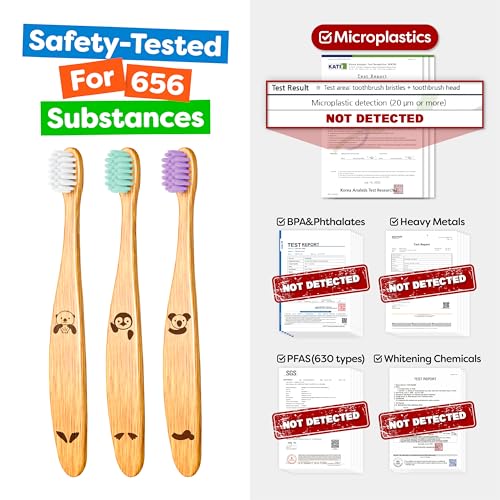 Image of Dr. Noah Microplastic-Free Bamboo Baby Toothbrush, Dentist Designed, 4 Pack