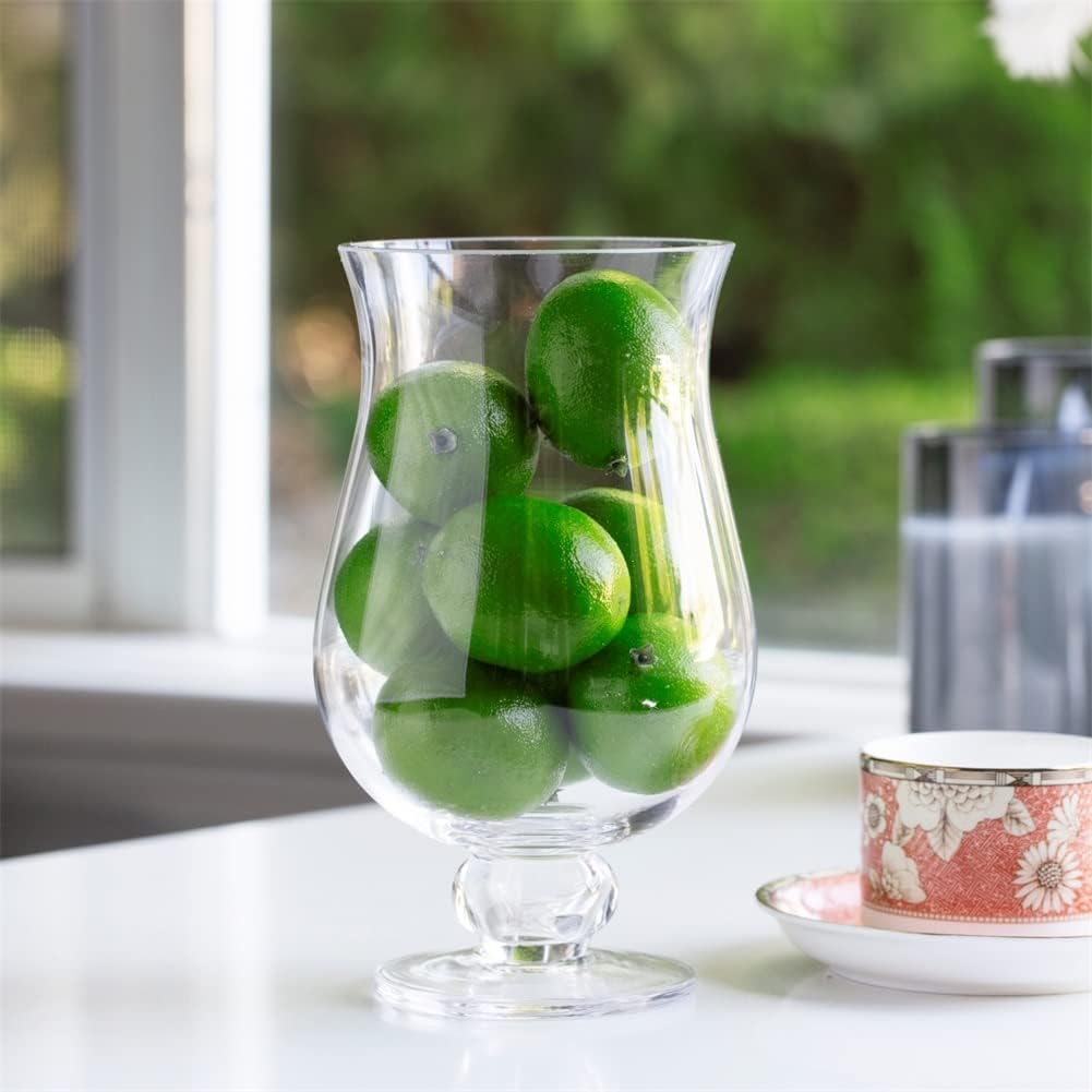 Enova Floral Unique Hurricane Glass Vase for Flowers, 4.5" W 8" H Clear Glass Hurricane Candle Holder Cylinder Floral Vase for Home Decor, Wedding Centerpiece Event (Set 1)