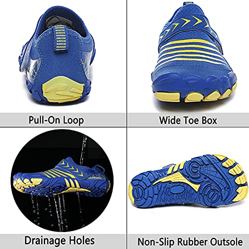 Quickshark Kids Water Shoes Boys Girls Barefoot Aqua Socks Lightweight Quick Dry Sandals Slip On Walking Sneakers For Beach Pool Swim 1-Blue/Yellow 12 Little Kid #TOP5