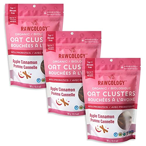 Glutenfreie Haferflocken - 3 Geschmacksrichtungen - Apfel-Zimt-Geschmack - Vegan, Raw, Paleo - 3 x90g - Rawcology Cover