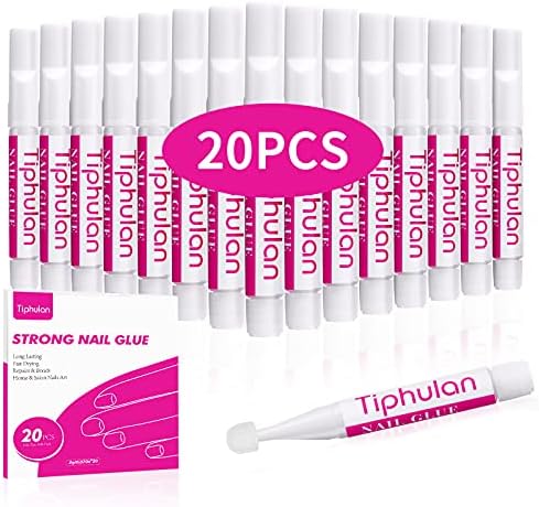 20 Pcs TIPHULAN Professional Nail Glue for Nail Tips, Acrylic Nails, Press On Nails - 40g Large Capacity, Super Strong, Quick-Drying & Long-Lasting, 2g Per Glue - Easy to Open