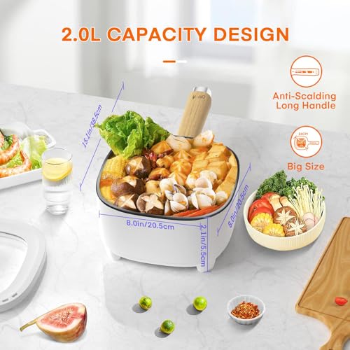 image for Audecook Hot Pot Electric 2L, Cermic Glaze Non-Stick Frying Pan 8 Inch