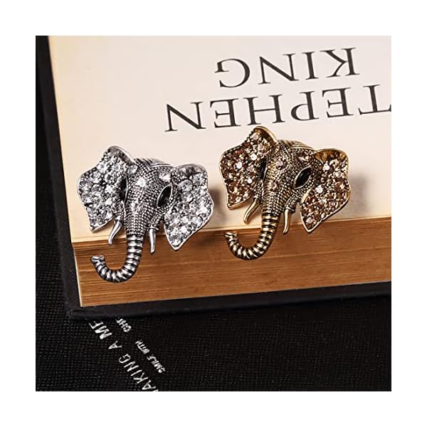 2PCS Animal Brooch Vintage Alloy Inlaid Rhinestone Female Elephant Collar Brooch Pin Badge for WOMEN - Image 9