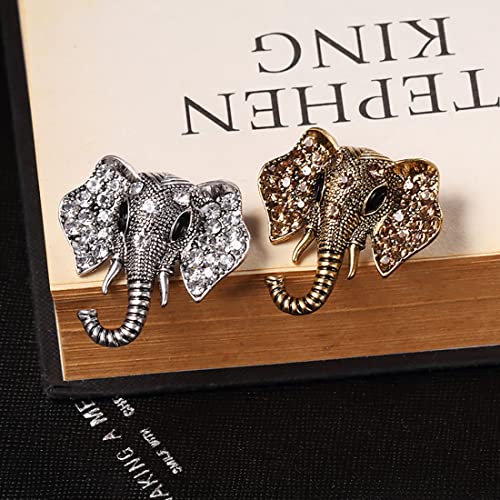 2PCS Animal Brooch Vintage Alloy Inlaid Rhinestone Female Elephant Collar Brooch Pin Badge for WOMEN - Image 9