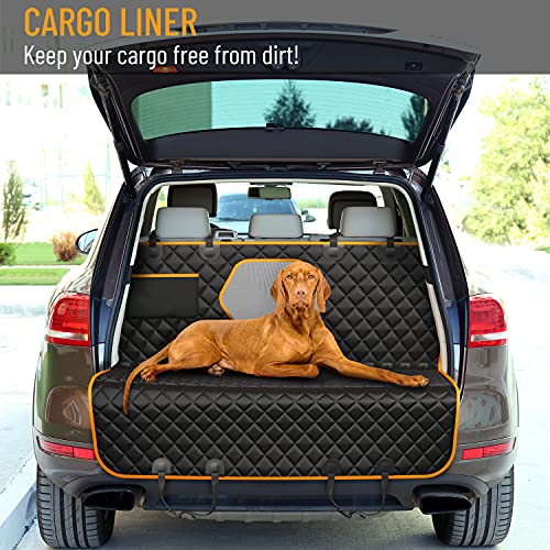 Active Pets Dog Car Seat Cover Car Seat Protector- Dog Seat Cover for Back Seat of SUVs, Trucks, Cars - Waterproof & Convertible Vehicle Dog Hammock for Car Backseat - Mesh Window- Orange, XL - Thumbnail 5