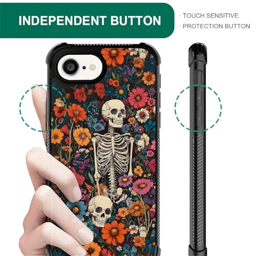 DAIZAG Case for iPhone 16e,Four Corners with Bumper Shockproof Anti-Scratch Protection Phone Case for Man Women-Beautiful Skeleton Flower - image 4