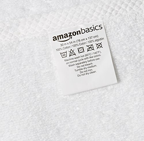 Amazon Basics Quick-Dry Bath Towels - 100% Cotton, 2-Pack, White #TOP3