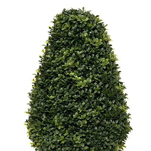 2 X Artificial Premium Quality Topiary Boxwood Cone Shaped Plants In Black Pots For Indoor Outdoor Decor, Uv Stable (20In/50Cm) #TOP5